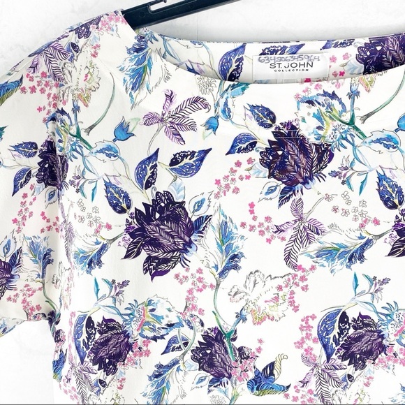 [St. John] Spring Bouquet Silk Blouse - Picture 4 of 5